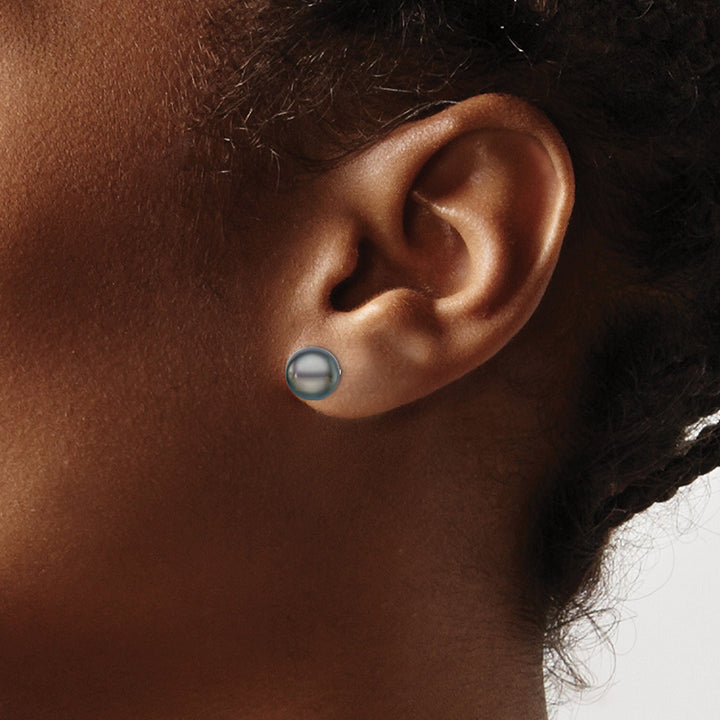 Silver Black Fresh Water Cultured Pearl Earring