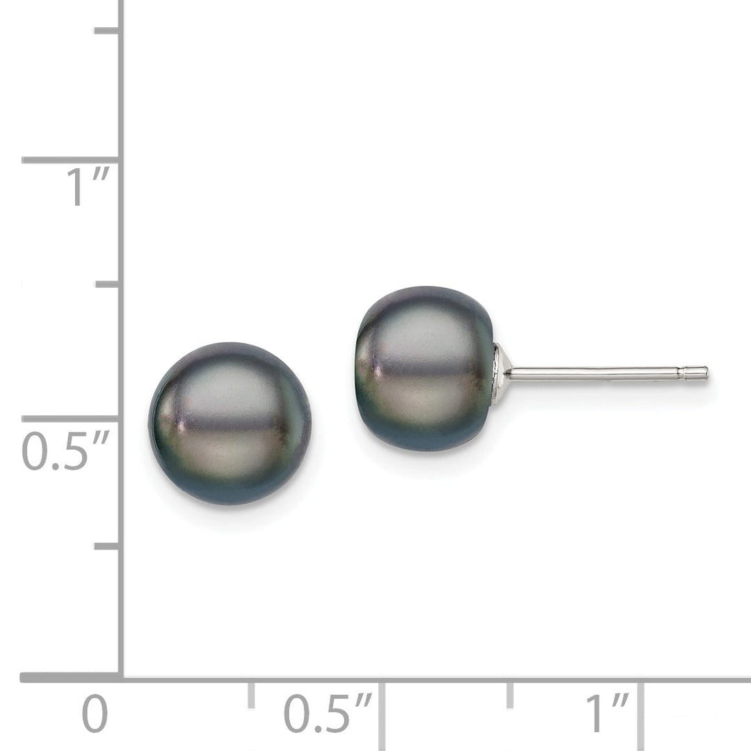 Silver Black Fresh Water Cultured Pearl Earring