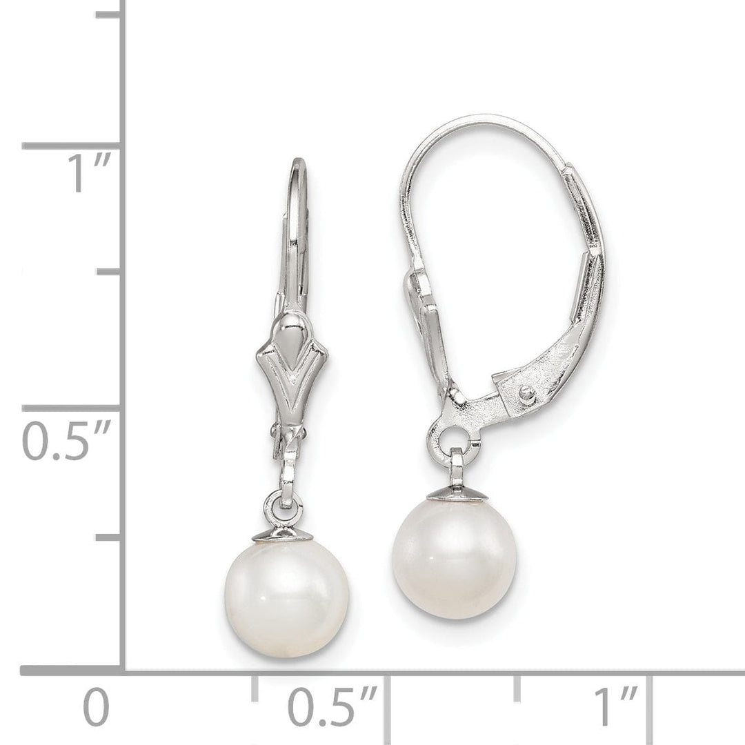 Silver Fresh Water Pearl Leverback Earrings