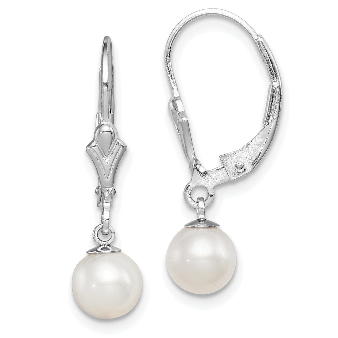 Silver Fresh Water Pearl Leverback Earrings