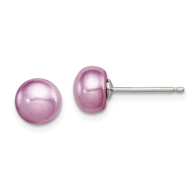 Silver Button Pearl Lavender Post Earrings at $ 10.96 only from Jewelryshopping.com