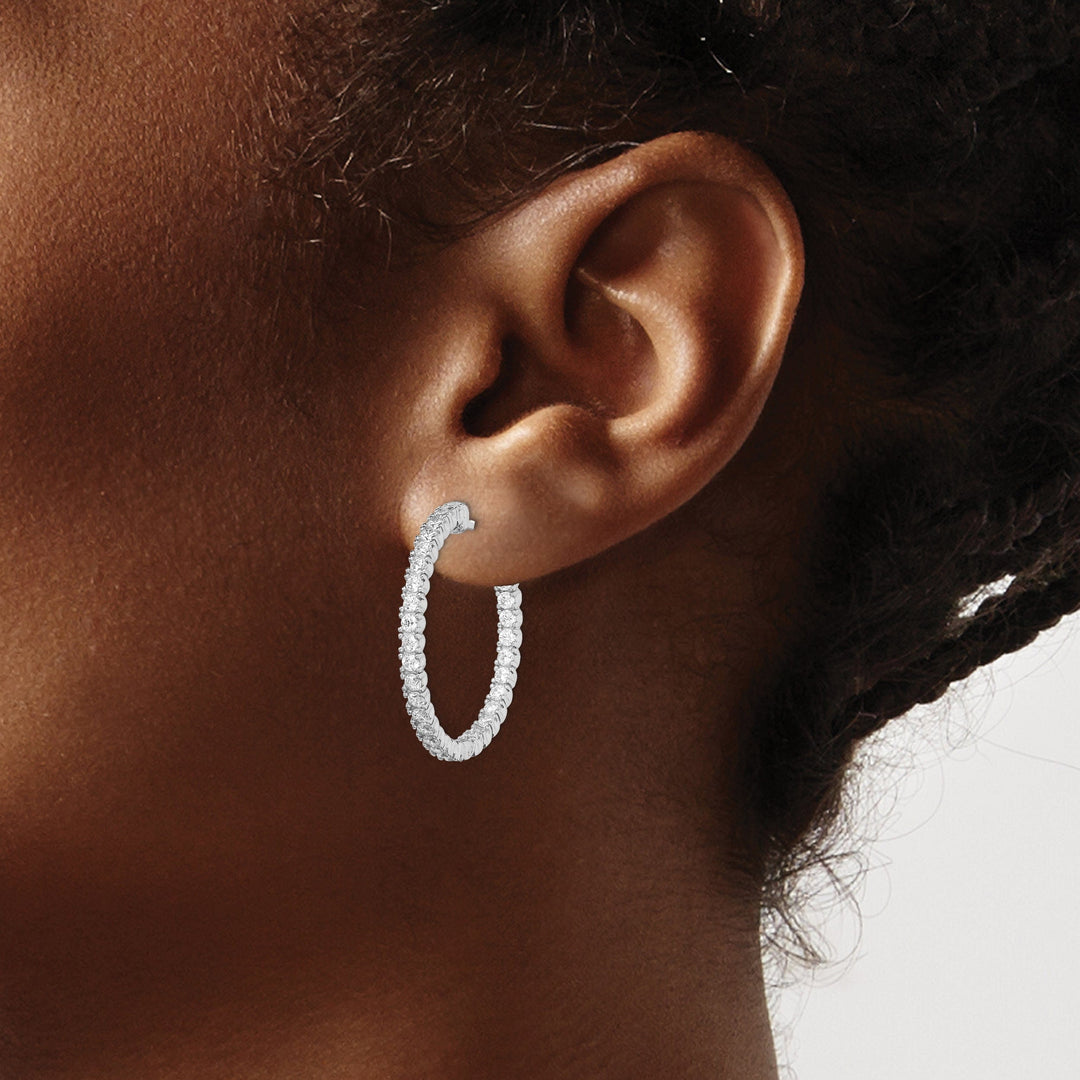 Sterling Silver CZ Hoop Earrings