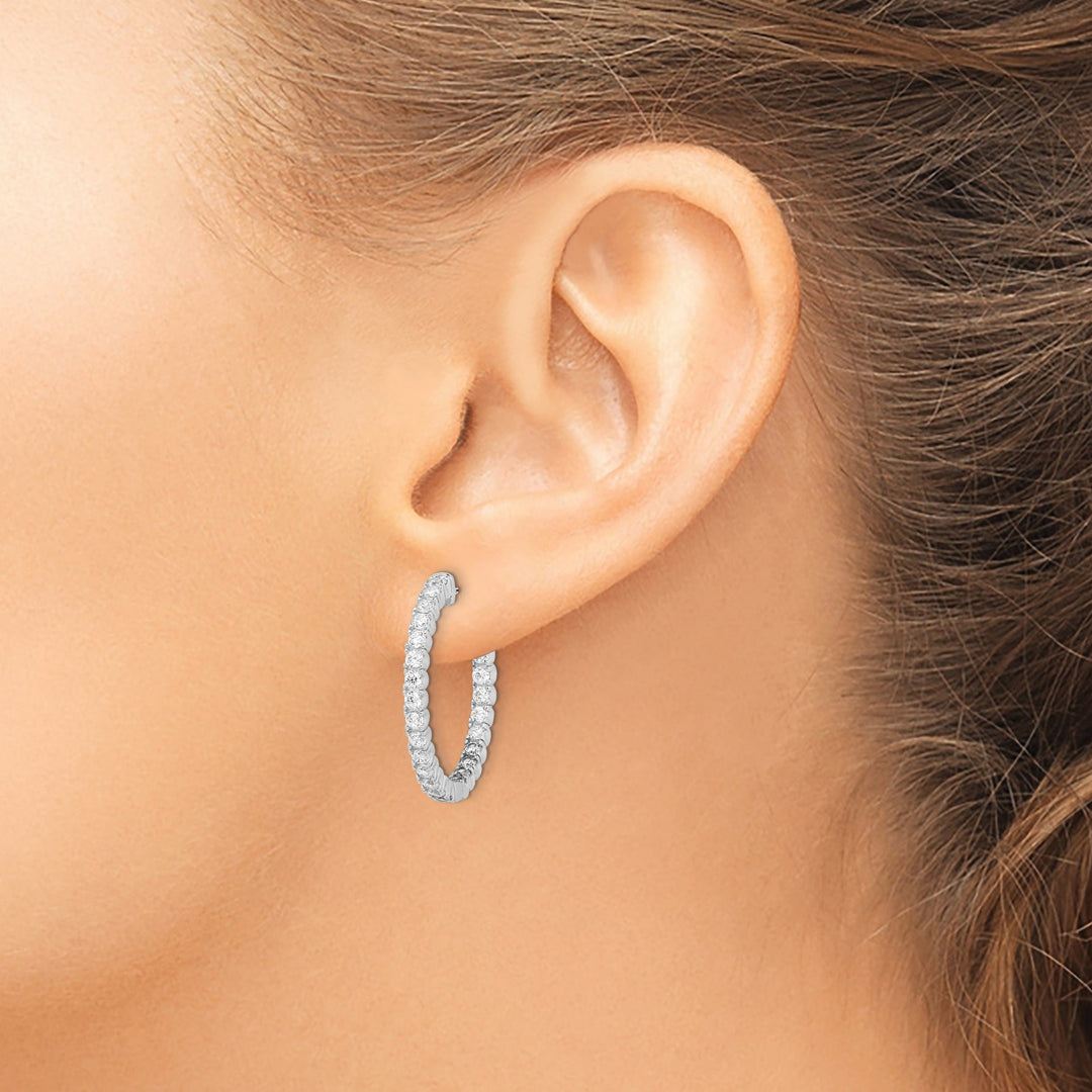 Sterling Silver CZ Hoop Earrings