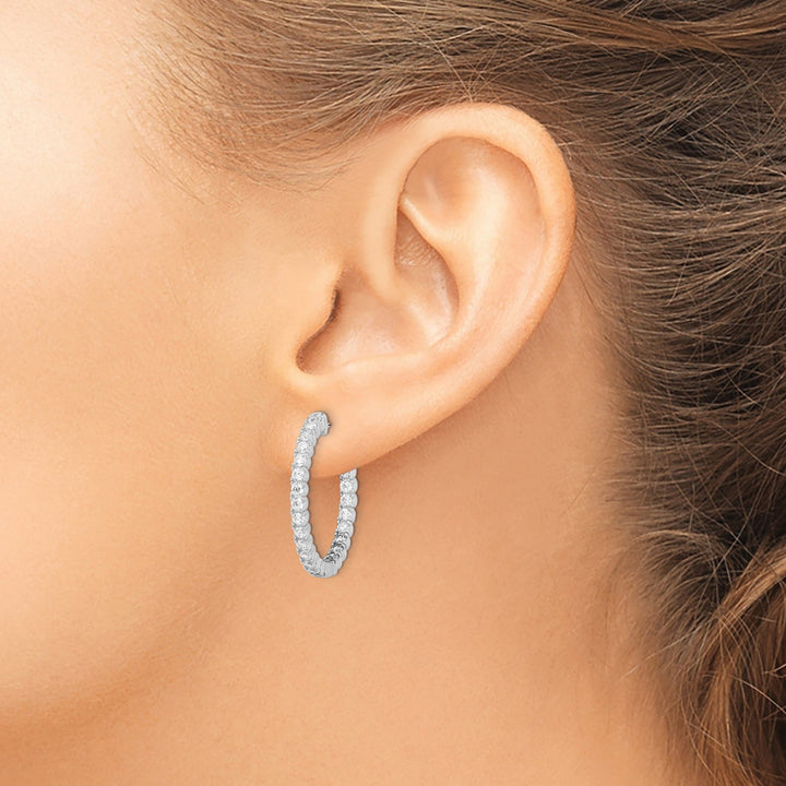 Sterling Silver CZ Hoop Earrings