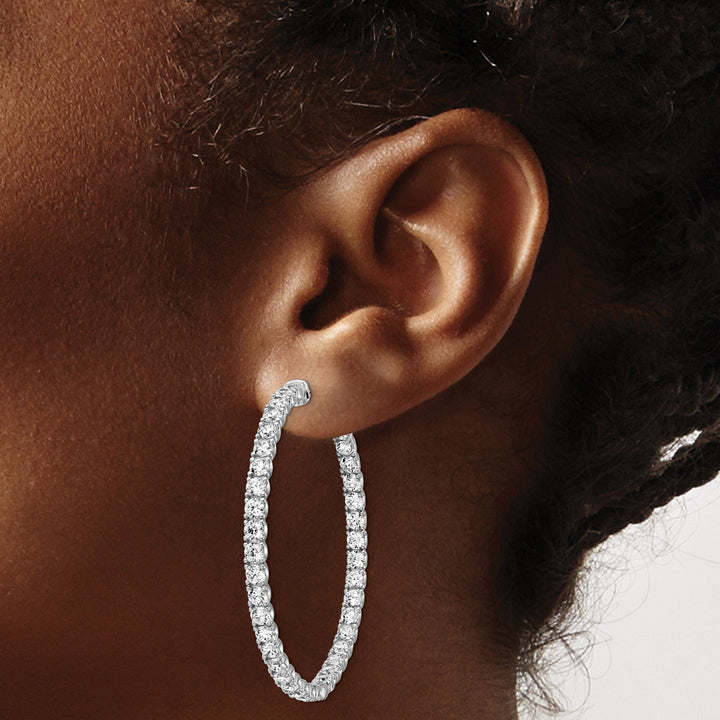 Sterling Silver CZ Hoop Earrings