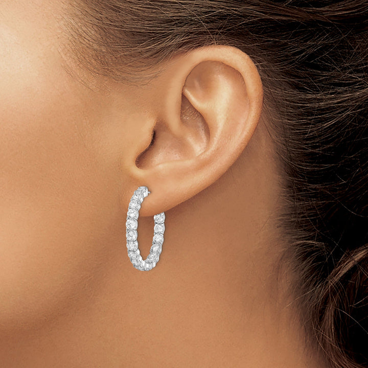 Sterling Silver CZ Hoop Earrings