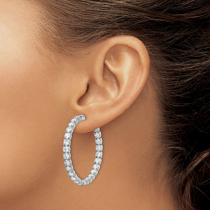 Sterling Silver CZ Hoop Earrings