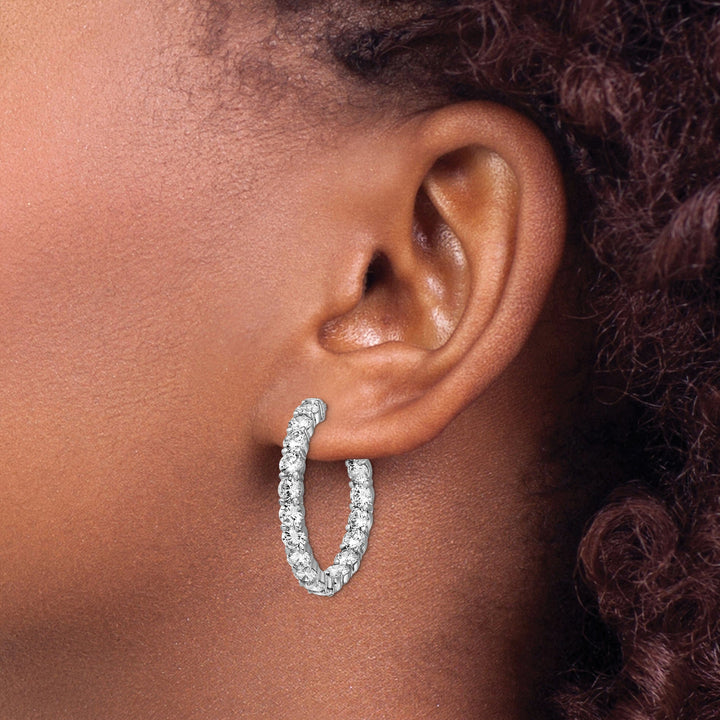 Sterling Silver CZ Hoop Earrings