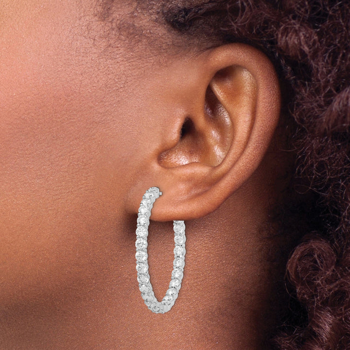 Sterling Silver CZ Hoop Earrings