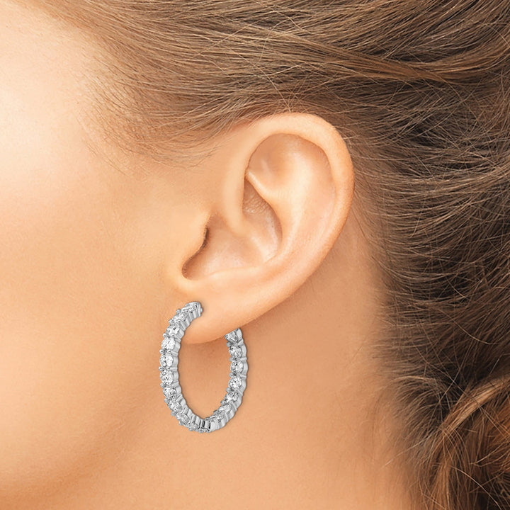 Sterling Silver CZ Hoop Earrings