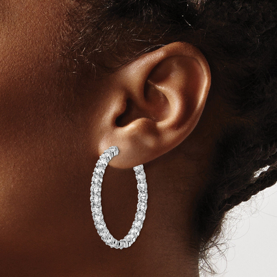 Sterling Silver CZ Hoop Earrings