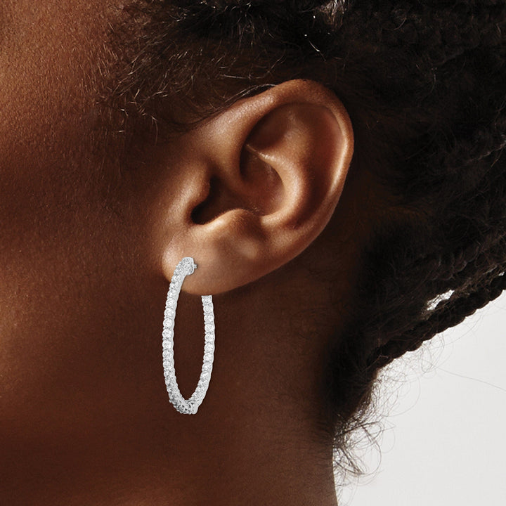 Sterling Silver CZ Hoop Earrings