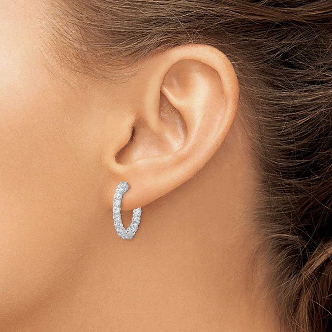 Sterling Silver CZ Hoop Earrings