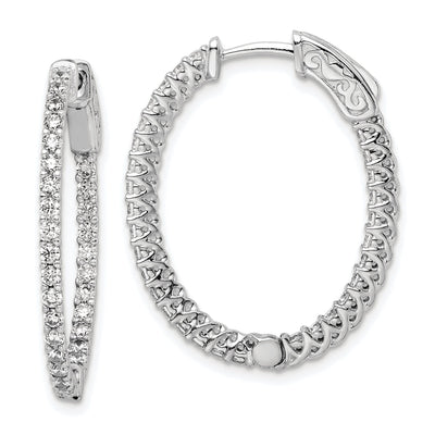 Sterling Silver CZ Oval Hoop Earrings at $ 89.12 only from Jewelryshopping.com