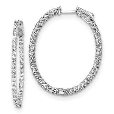 Sterling Silver CZ Oval Hoop Earrings at $ 109.43 only from Jewelryshopping.com