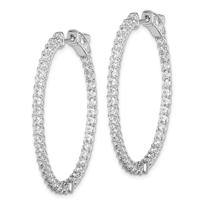 Sterling Silver CZ Oval Hoop Earrings