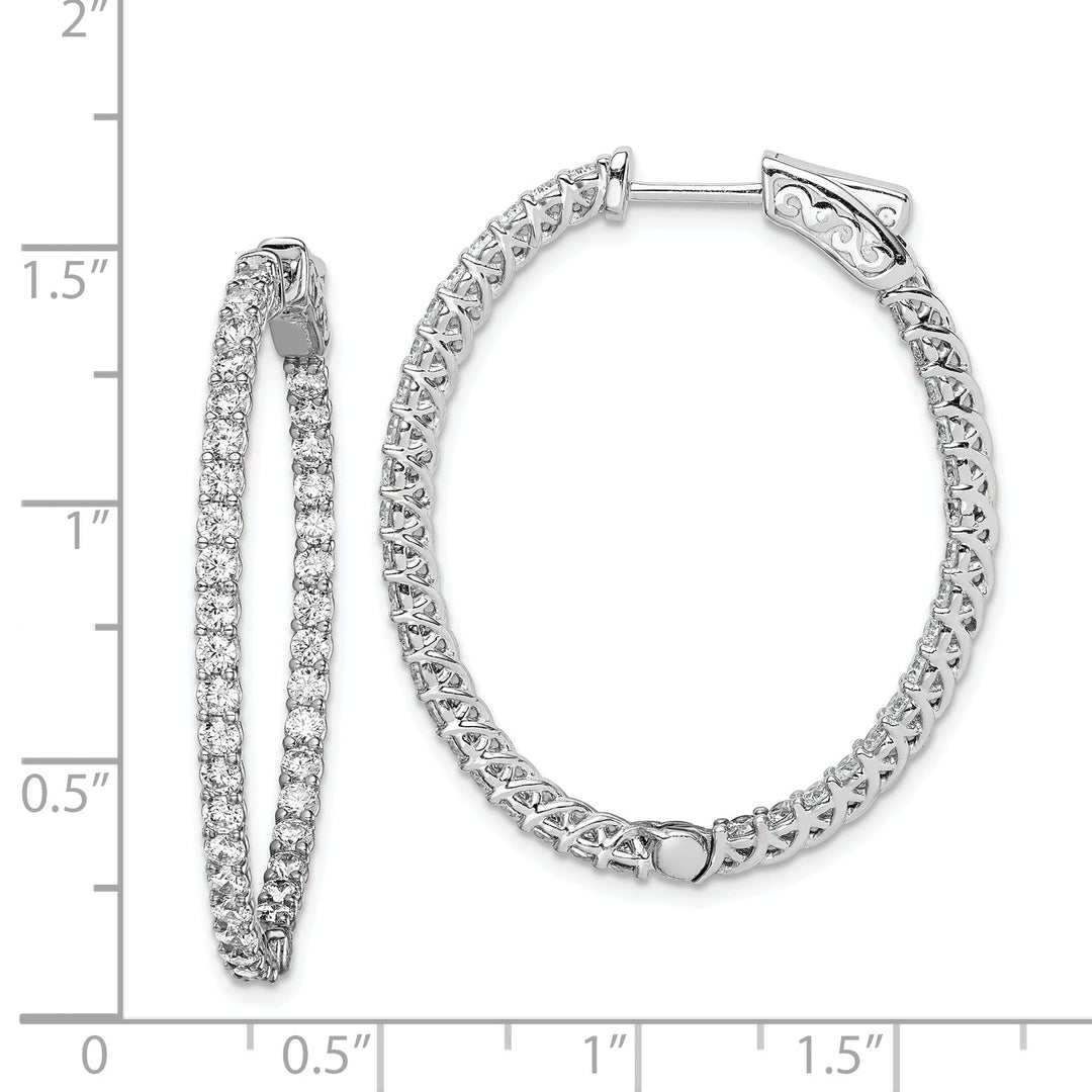 Sterling Silver CZ Oval Hoop Earrings