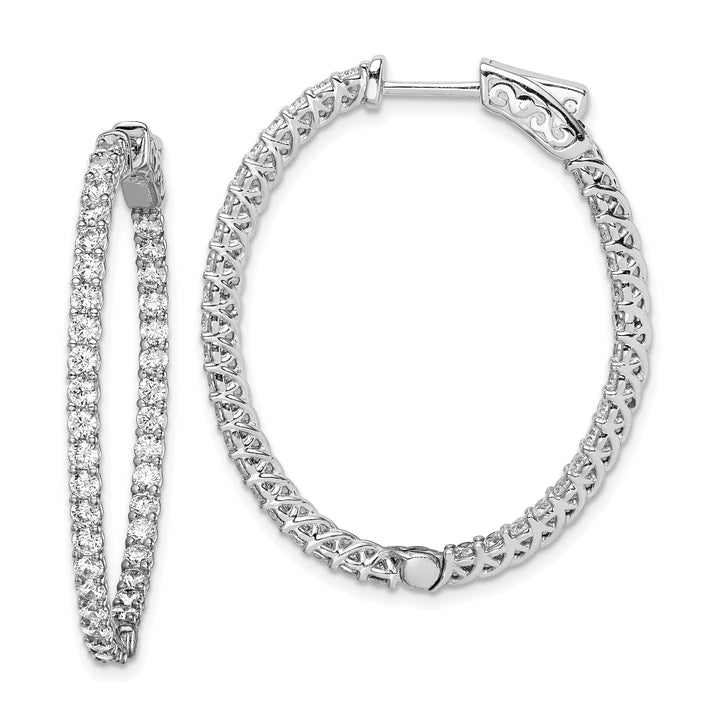 Sterling Silver CZ Oval Hoop Earrings