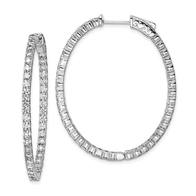 Sterling Silver CZ Oval Hoop Earrings at $ 150.51 only from Jewelryshopping.com