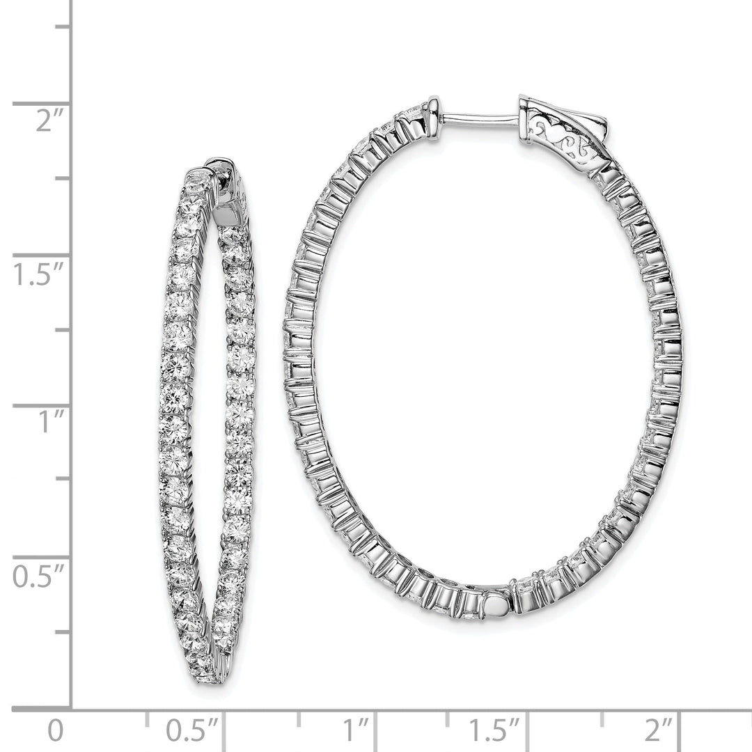 Sterling Silver CZ Oval Hoop Earrings