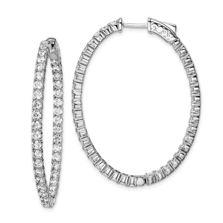 Sterling Silver CZ Oval Hoop Earrings