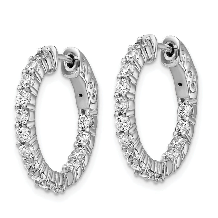 Sterling Silver CZ 30 Stone Hoop Earrings