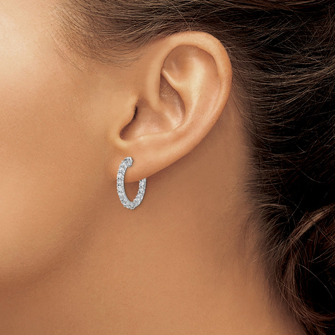 Sterling Silver CZ 30 Stone Hoop Earrings