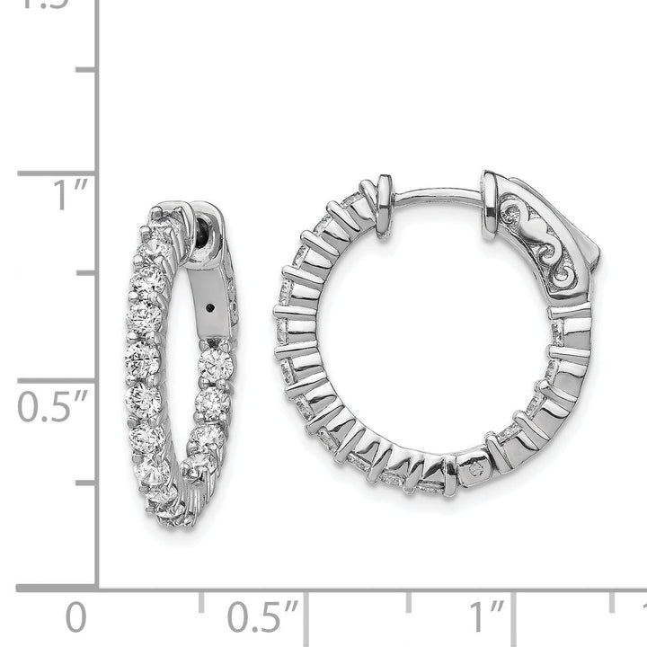 Sterling Silver CZ 30 Stone Hoop Earrings