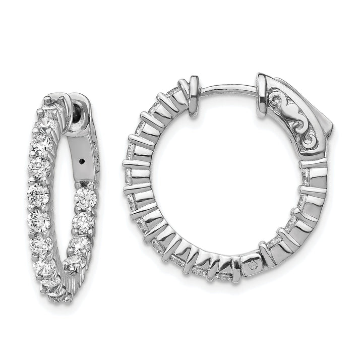 Sterling Silver CZ 30 Stone Hoop Earrings