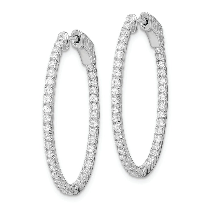 Sterling Silver CZ Oval Hoop Earrings