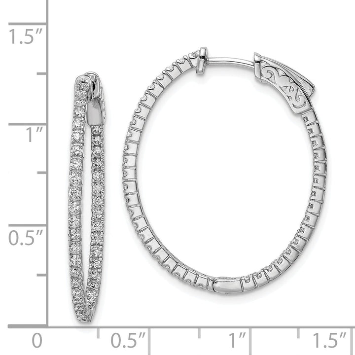 Sterling Silver CZ Oval Hoop Earrings