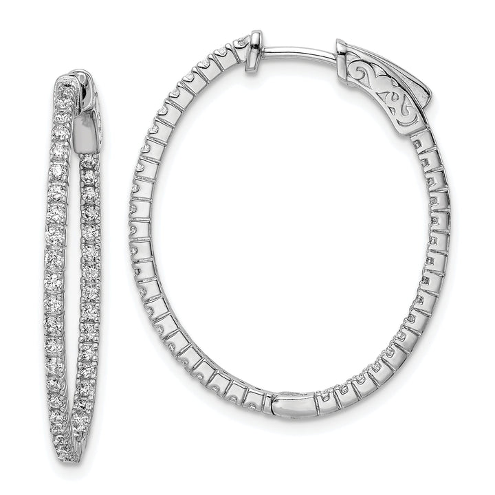 Sterling Silver CZ Oval Hoop Earrings