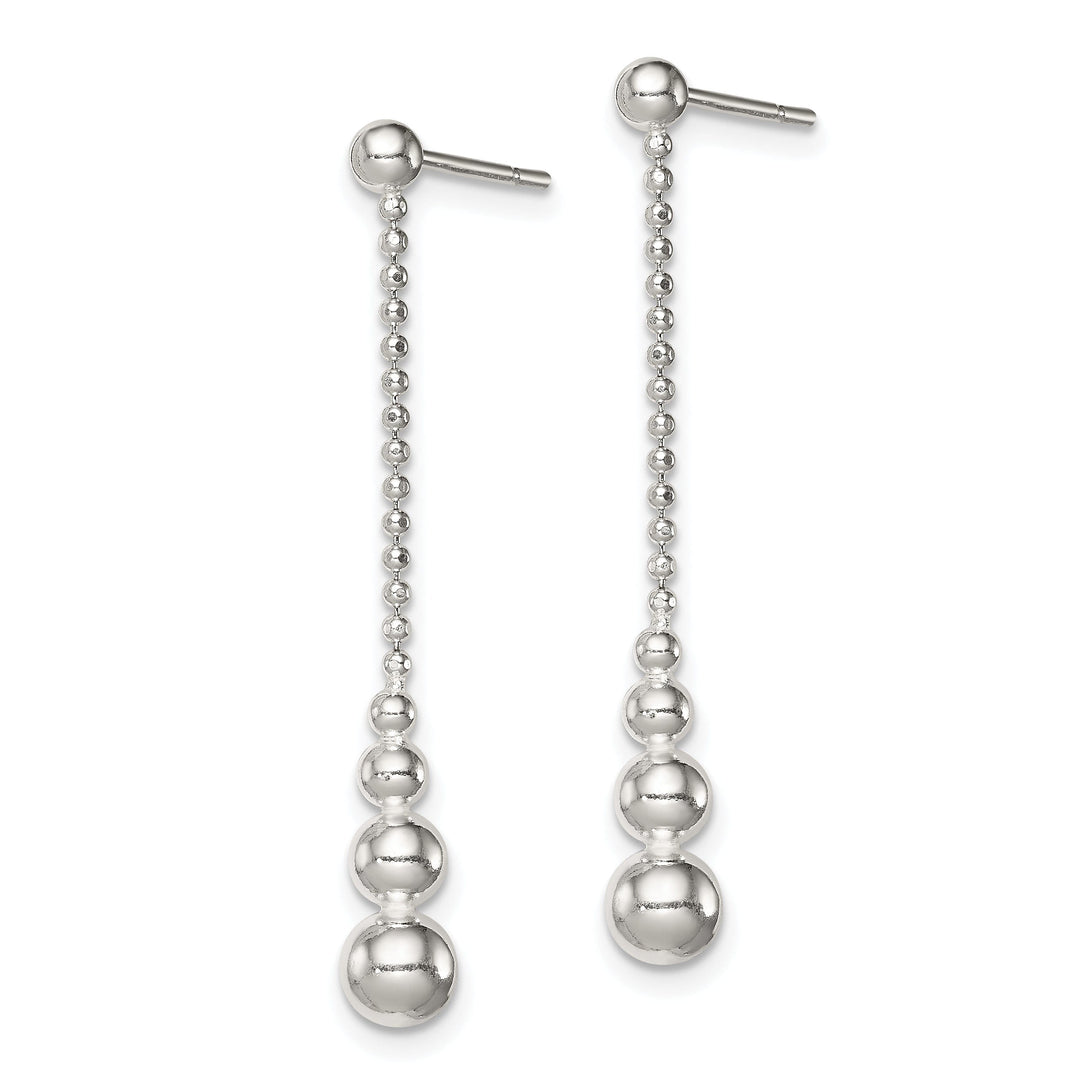 Sterling Silver Beaded Dangle Post Earrings