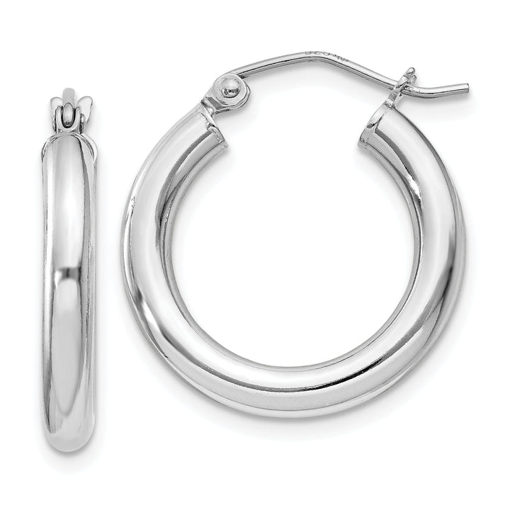 Silver Hollow Round Hoop Hinged Earrings