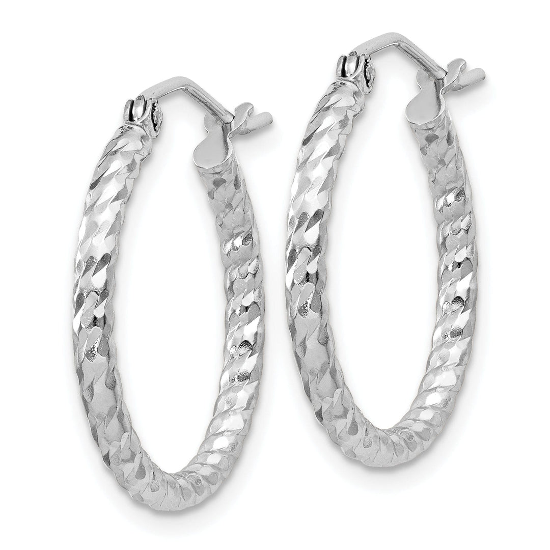 Silver Polished Satin Hinged Hoop Earrings