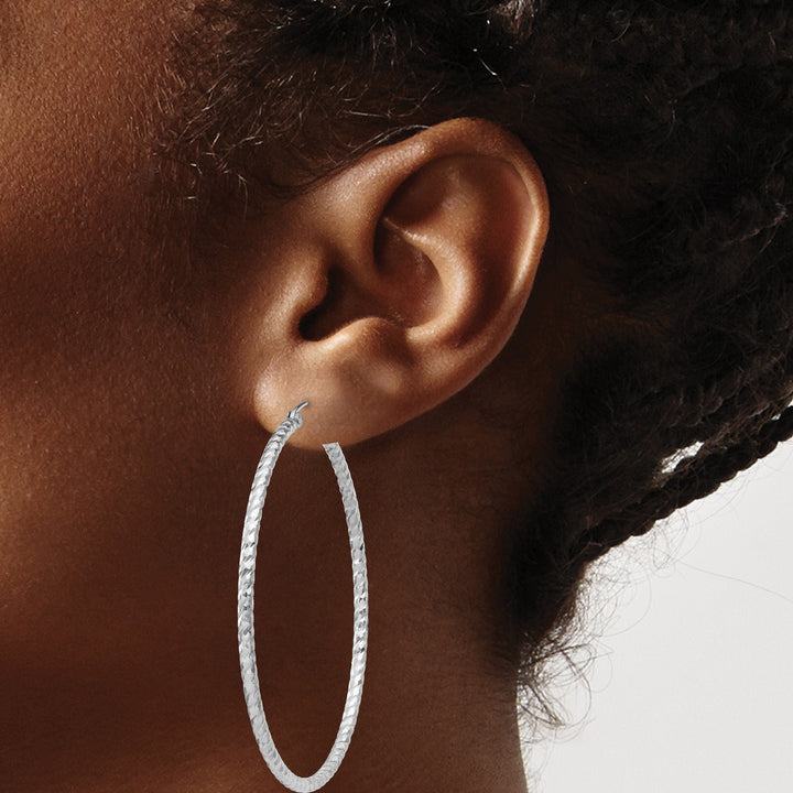 Sterling Silver D.C Hollow Hinged Hoop Earrings