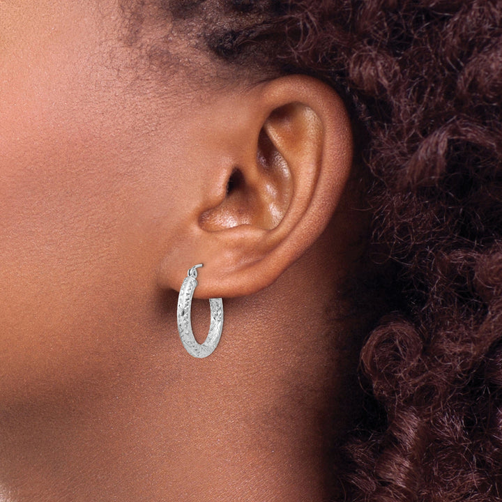 Sterling Silver D.C Hollow Hinged Hoop Earrings