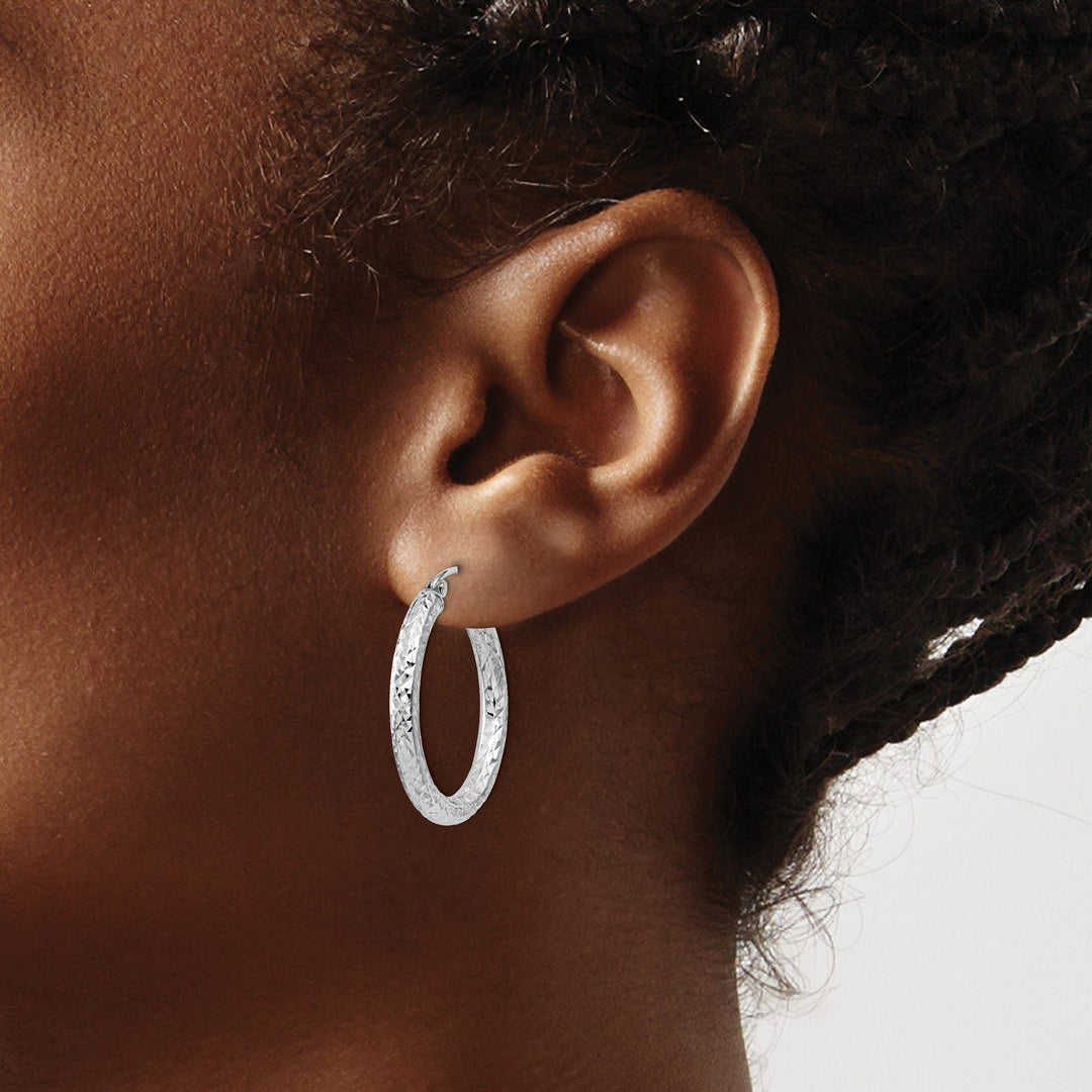 Sterling Silver D.C Hollow Hinged Hoop Earrings