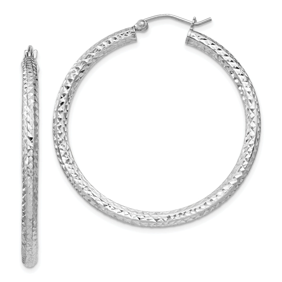 Sterling Silver Rhodium D.C Hinged Hoop Earring