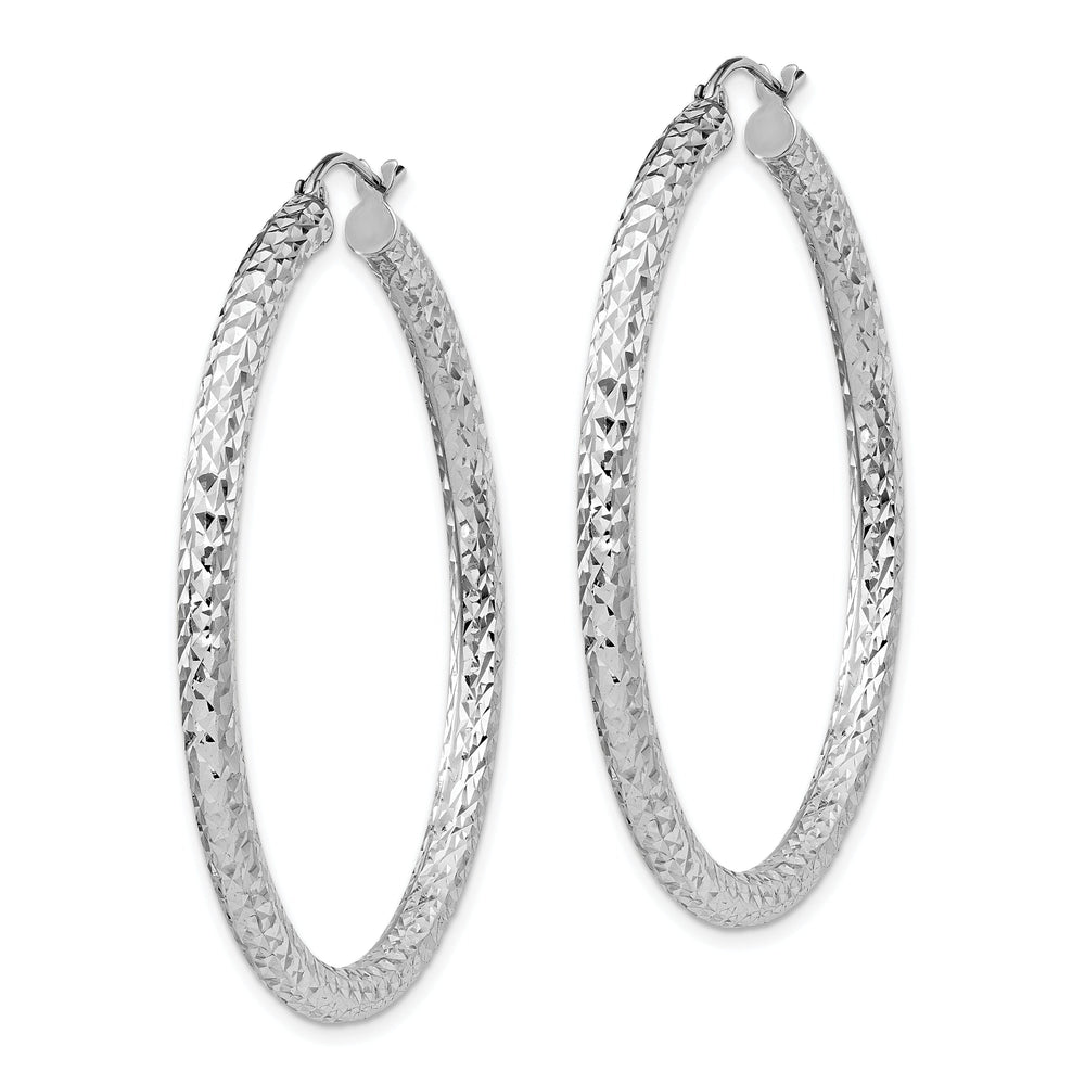 Sterling Silver Rhodium D.C Hinged Hoop Earring