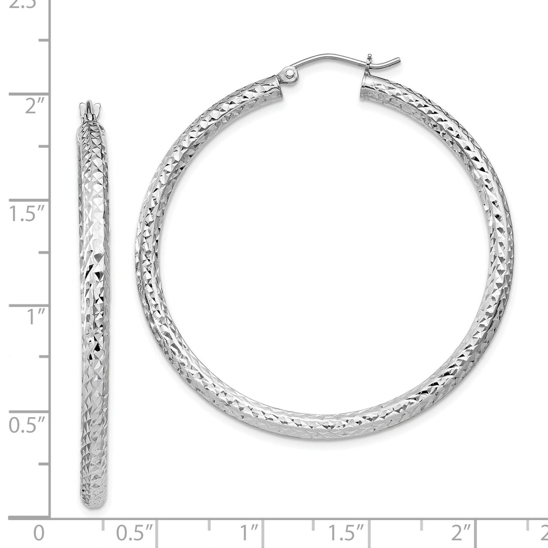 Sterling Silver Rhodium D.C Hinged Hoop Earring