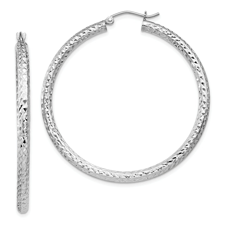 Sterling Silver Rhodium D.C Hinged Hoop Earring