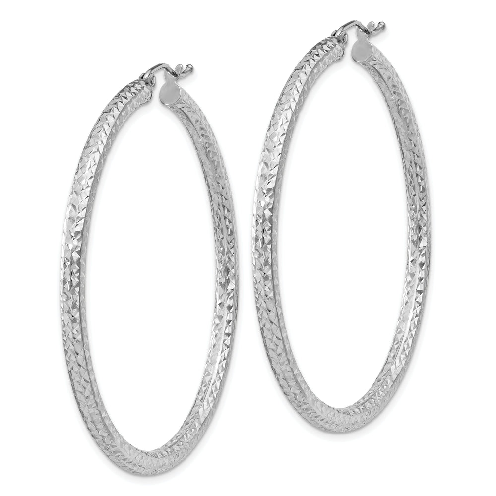 Sterling Silver Rhodium D.C Hinged Hoop Earring