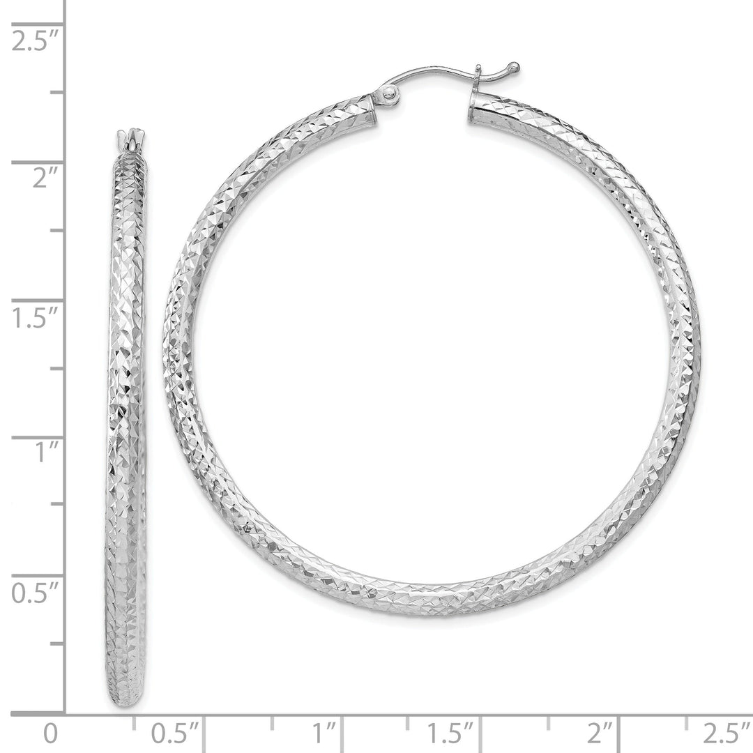 Sterling Silver Rhodium D.C Hinged Hoop Earring