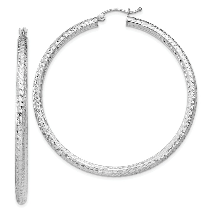 Sterling Silver Rhodium D.C Hinged Hoop Earring