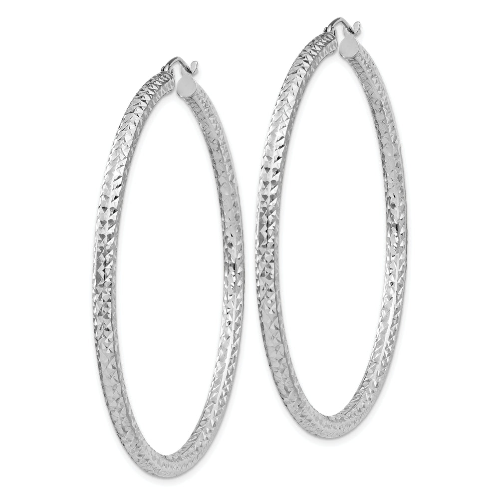 Sterling Silver Rhodium D.C Hinged Hoop Earring