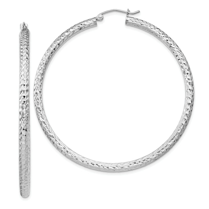 Sterling Silver Rhodium D.C Hinged Hoop Earring