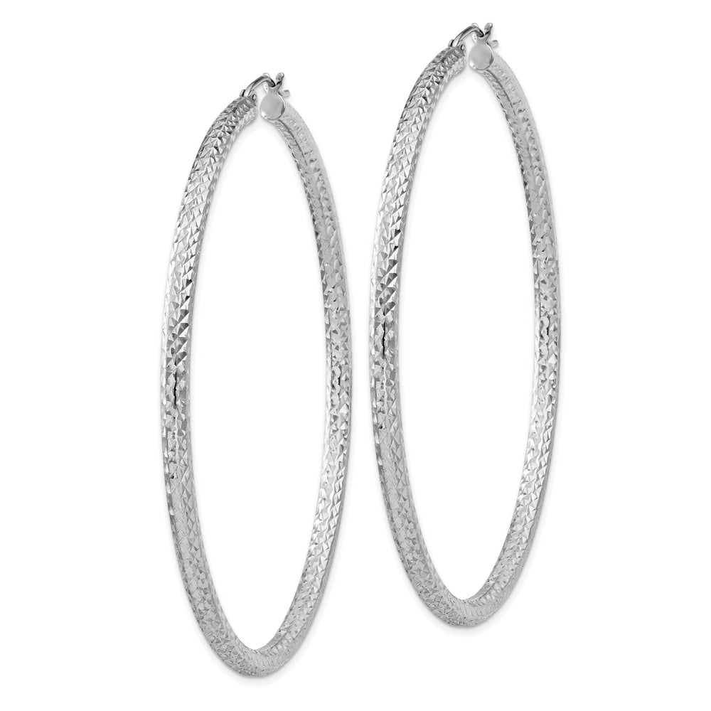 Sterling Silver Rhodium D.C Hinged Hoop Earring