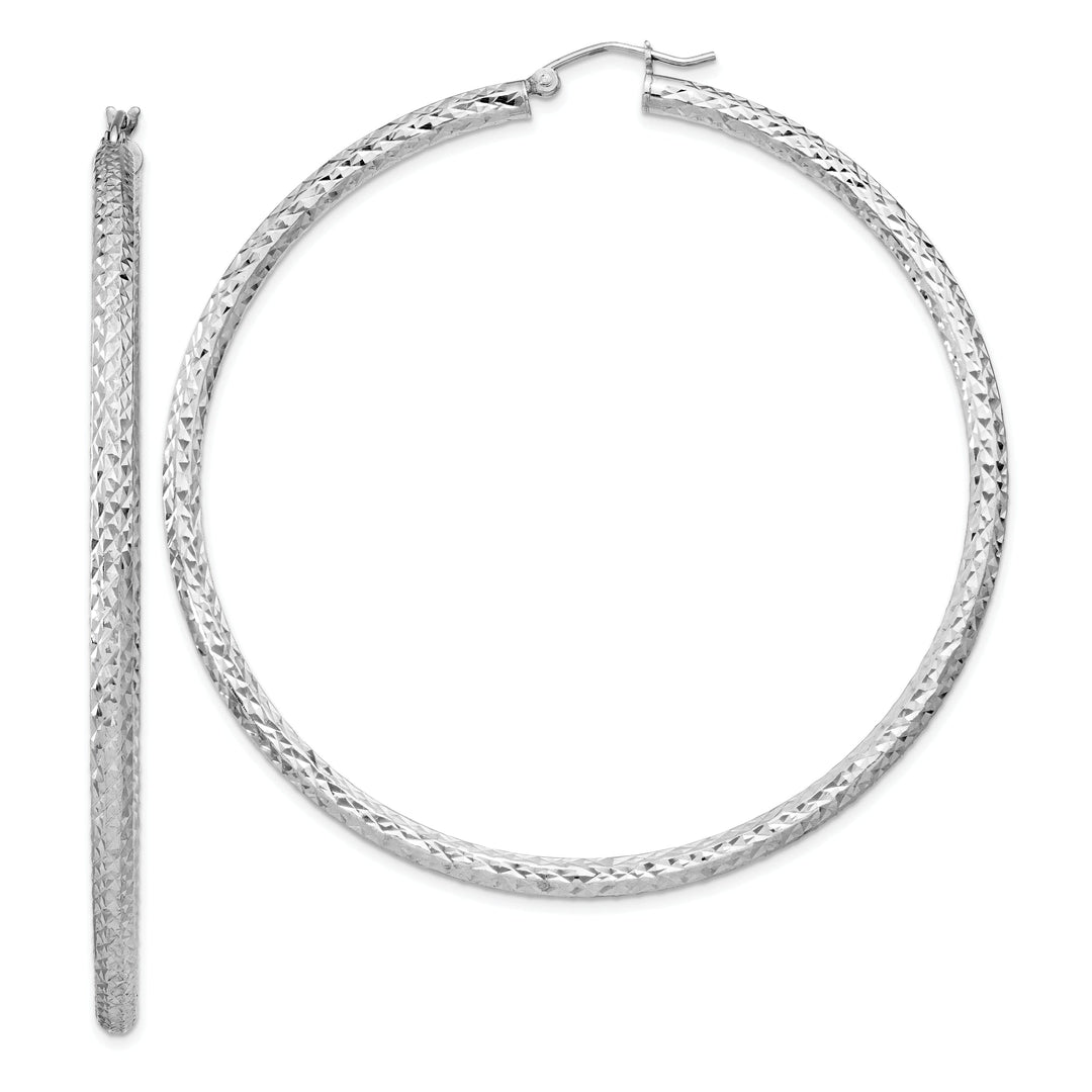 Sterling Silver Rhodium D.C Hinged Hoop Earring