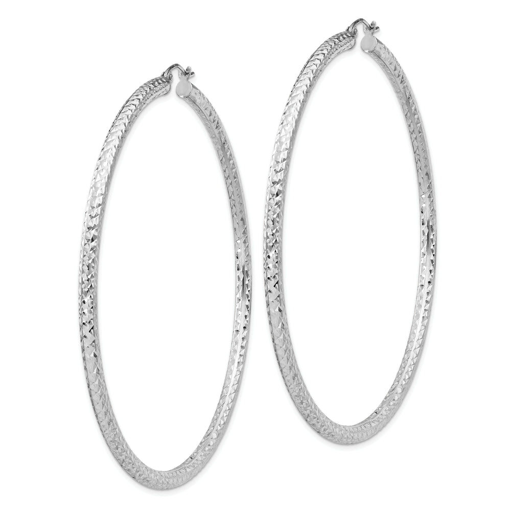 Sterling Silver Rhodium D.C Hinged Hoop Earring